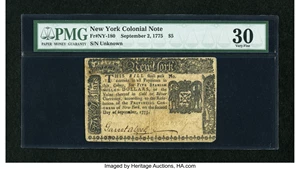 image for: New York September 2, 1775 $5 PMG Very Fine 30....