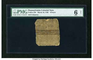 image for: Pennsylvania March 10, 1769 6d PMG Good 6 Net....