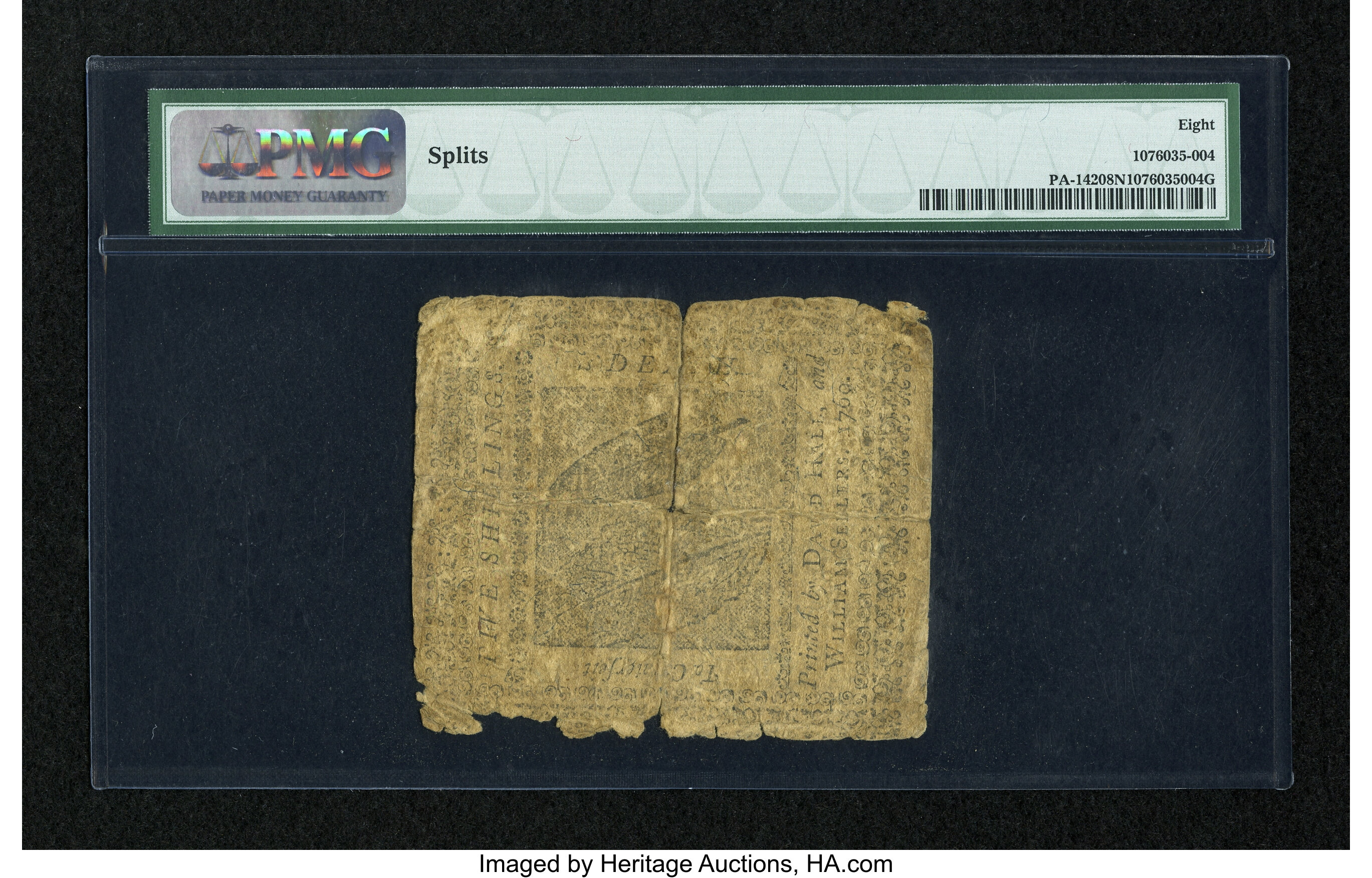 image for: Pennsylvania March 10, 1769 5s PMG Very Good 8 Net....