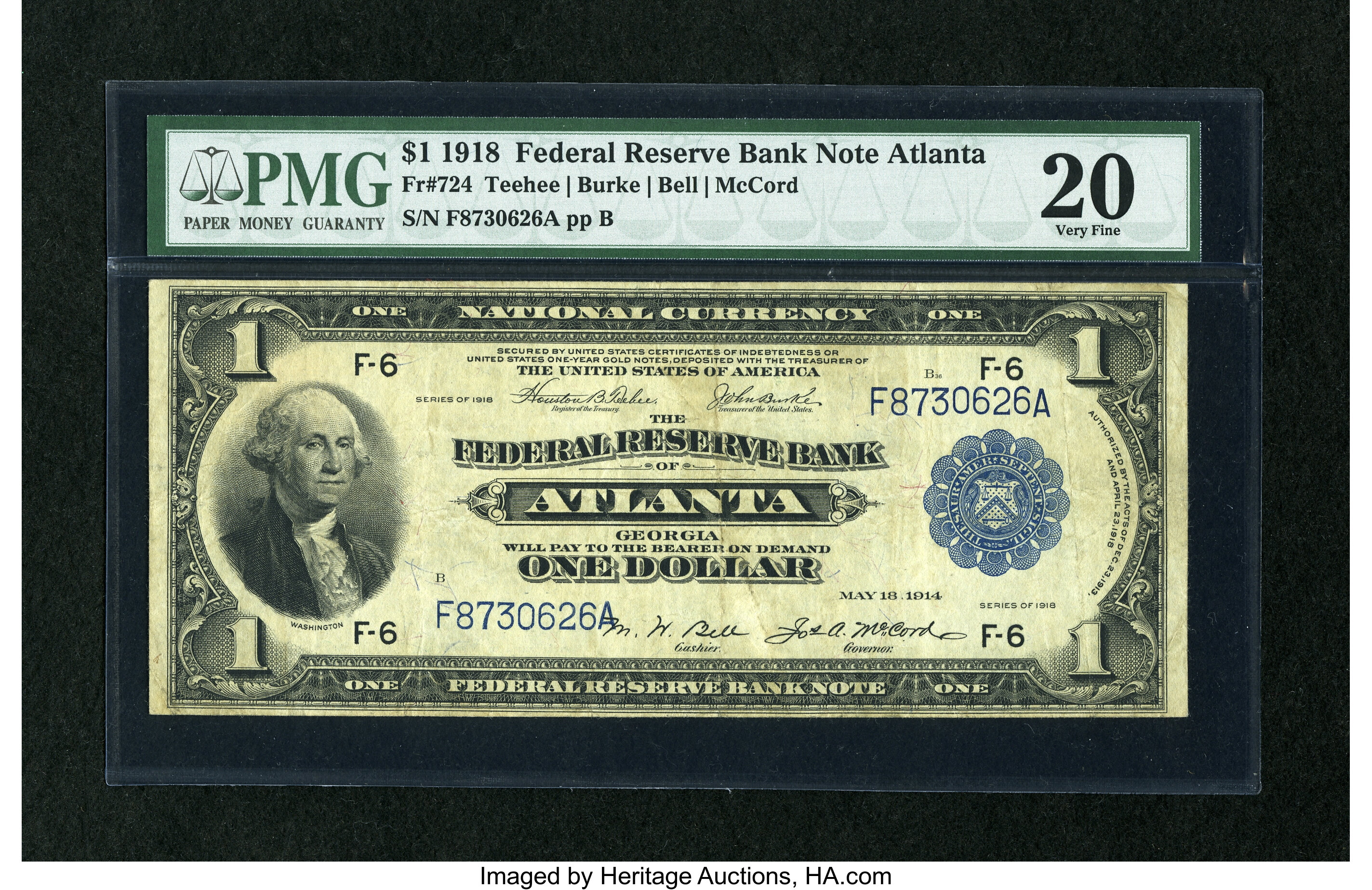 image for: Fr. 724 $1 1918 Federal Reserve Bank Note PMG Very Fine 20....