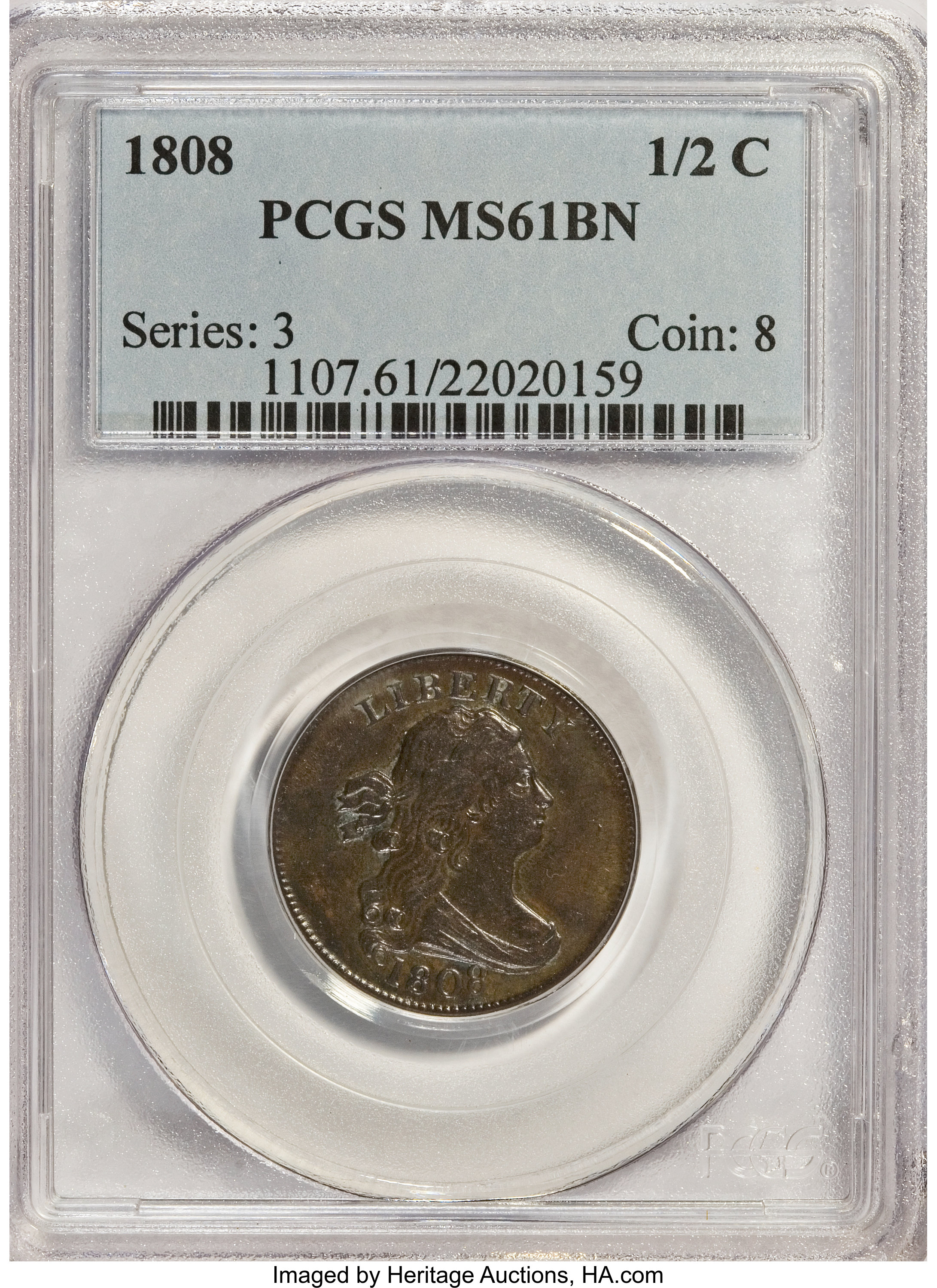 1808 1/2c MS BN MS61 BN thumbnail 4