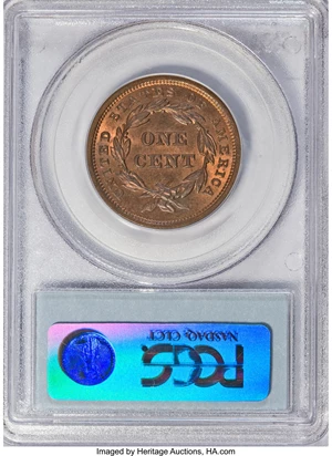 image for: 1842 1C Large Date MS65 Red and Brown PCGS. CAC....