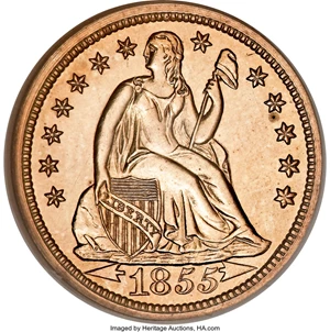 image for: 1855 10C Arrows PR64 NGC....