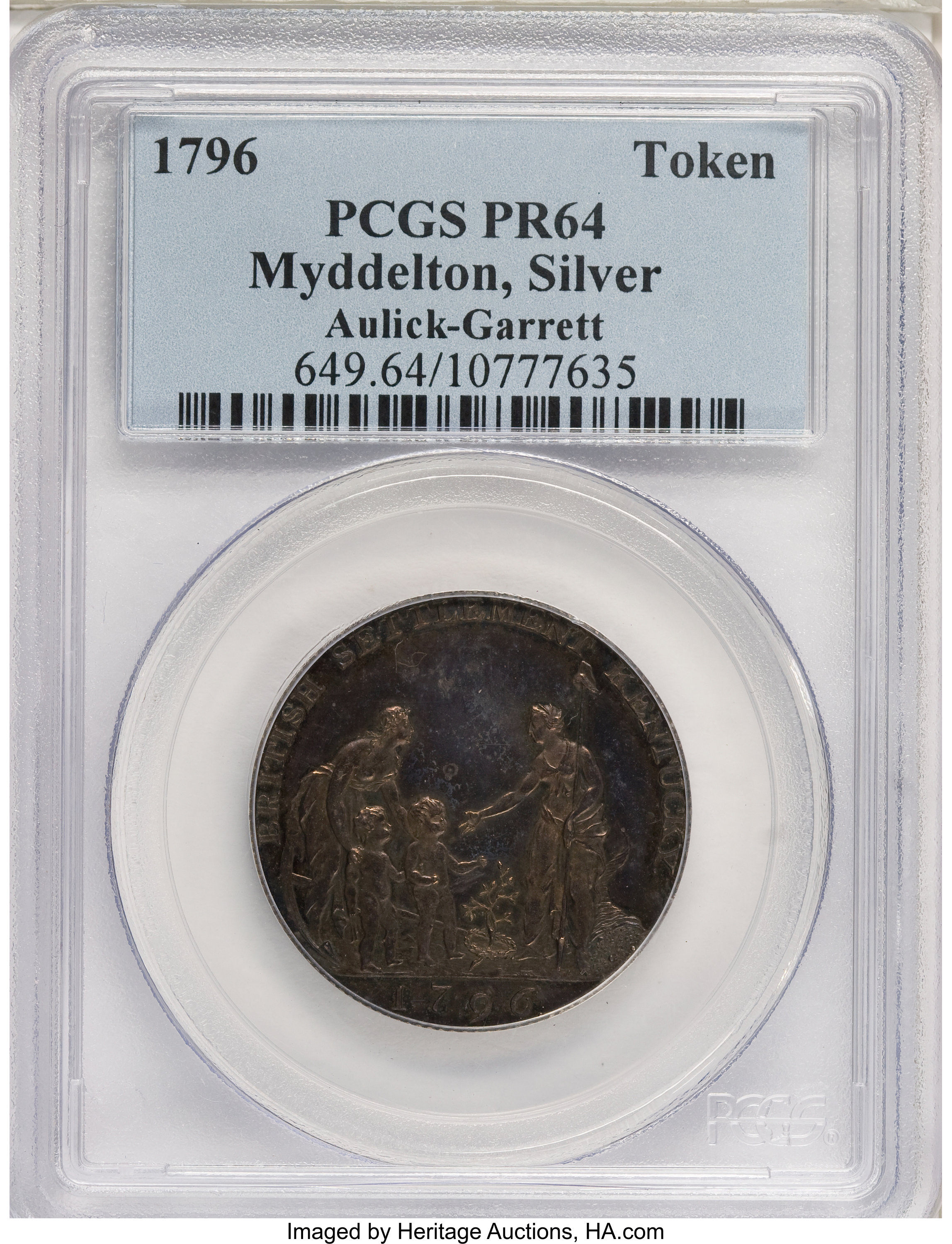 image for: 1796 TOKEN Myddelton Token, Silver PR64 PCGS....