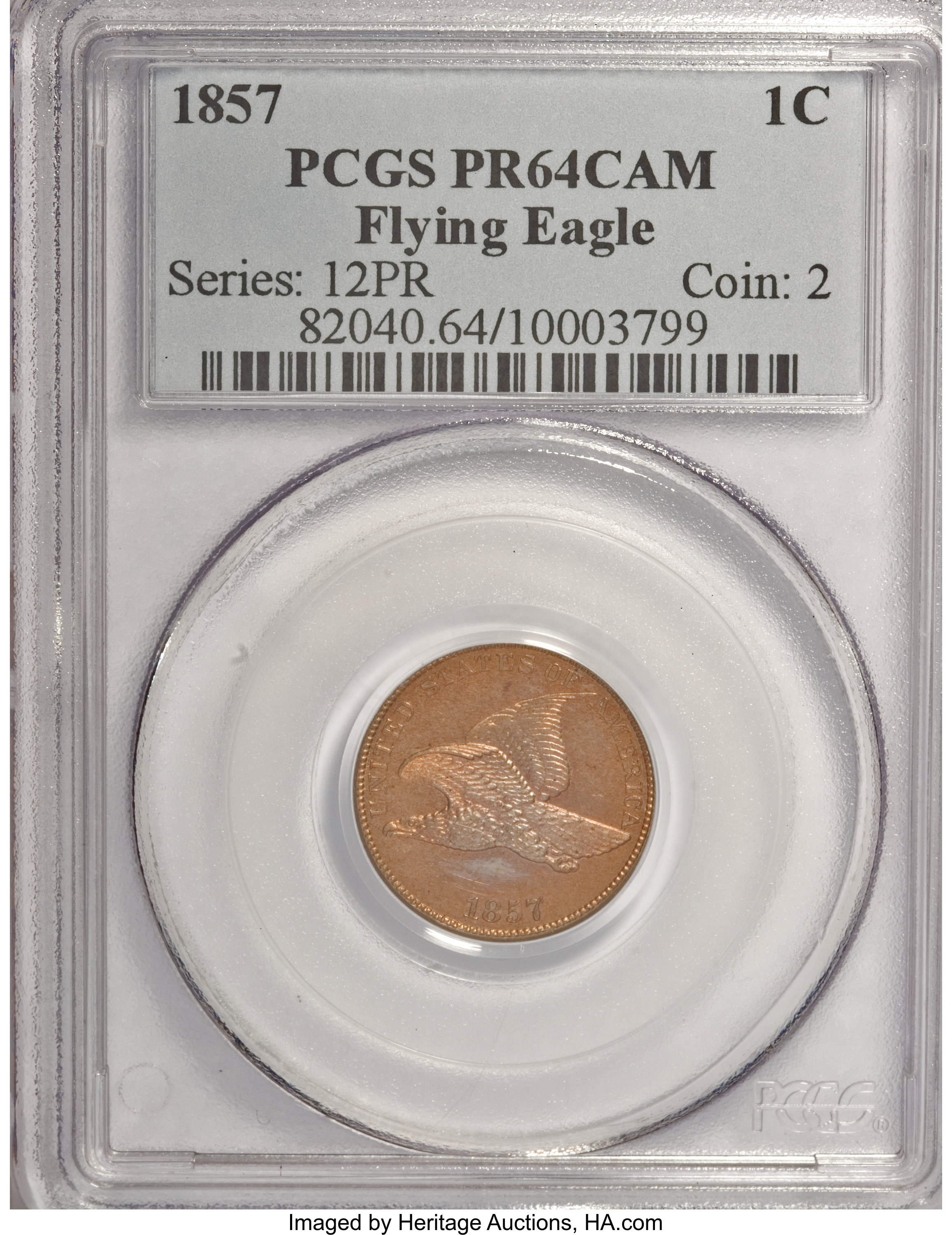 image for: 1857 1C Flying Eagle PR64 Cameo PCGS....