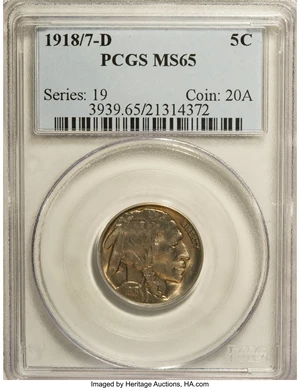 image for: 1918/7-D 5C MS65 PCGS....