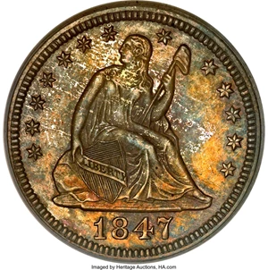 image for: 1847 25C PR65 PCGS....