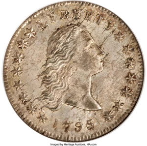 image for: 1795 $1 Flowing Hair, Two Leaves MS65 NGC....