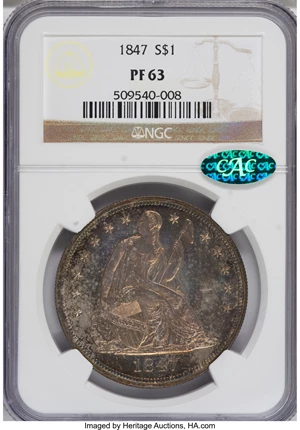 image for: 1847 $1 PR63 NGC. CAC....