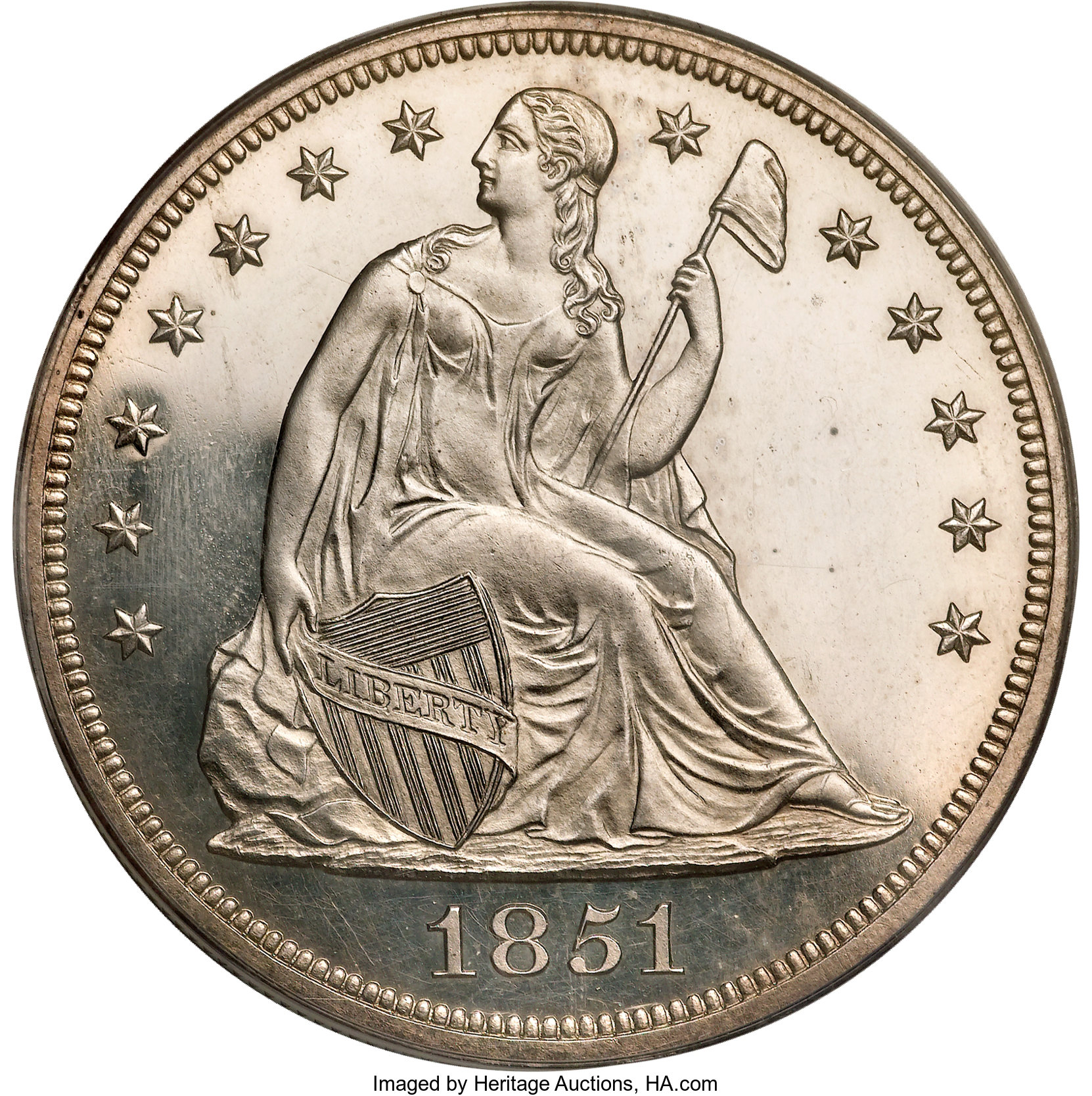 image for: 1851 $1 Restrike PR63 Cameo PCGS....