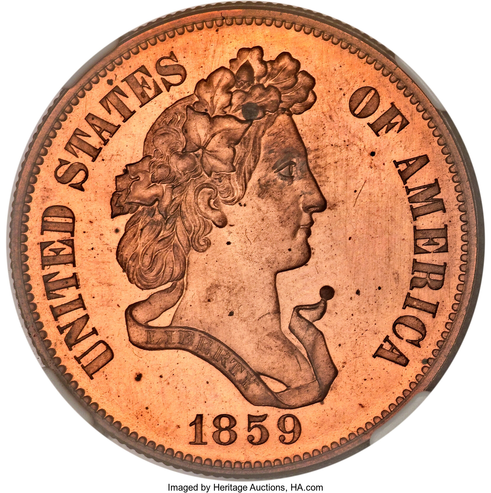 image for: 1859 P50C Half Dollar, Judd-240, Pollock-296, R.5, PR63 Red and Brown NGC....