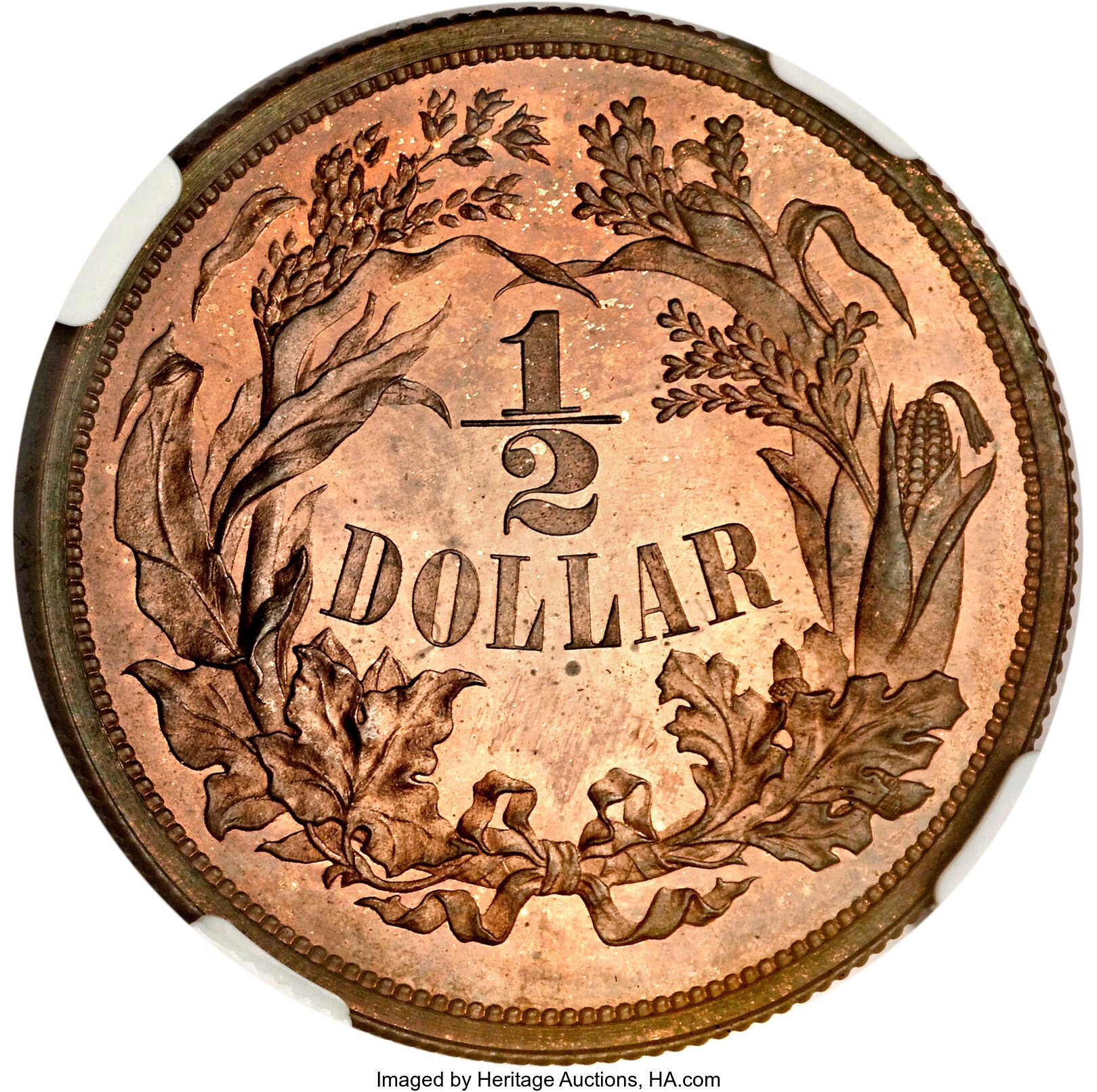 image for: 1859 P50C Half Dollar, Judd-240, Pollock-296, R.5, PR63 Red and Brown NGC....