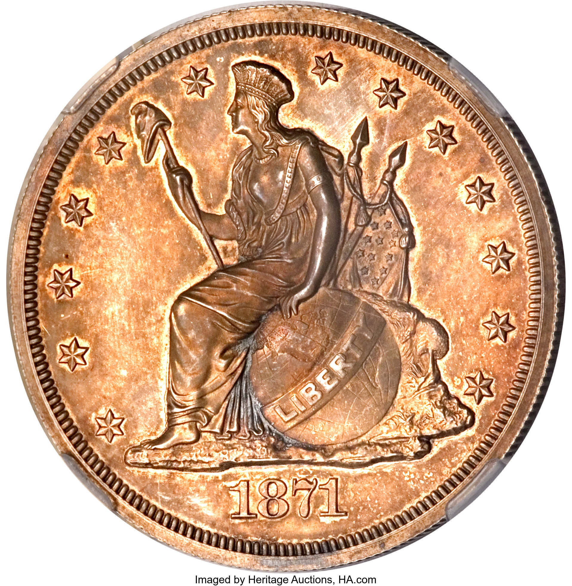 image for: 1871 $1 Standard Silver Dollar, Judd-1133, Pollock-1270, High R.6--Artificial Toning--NCS. Proof....