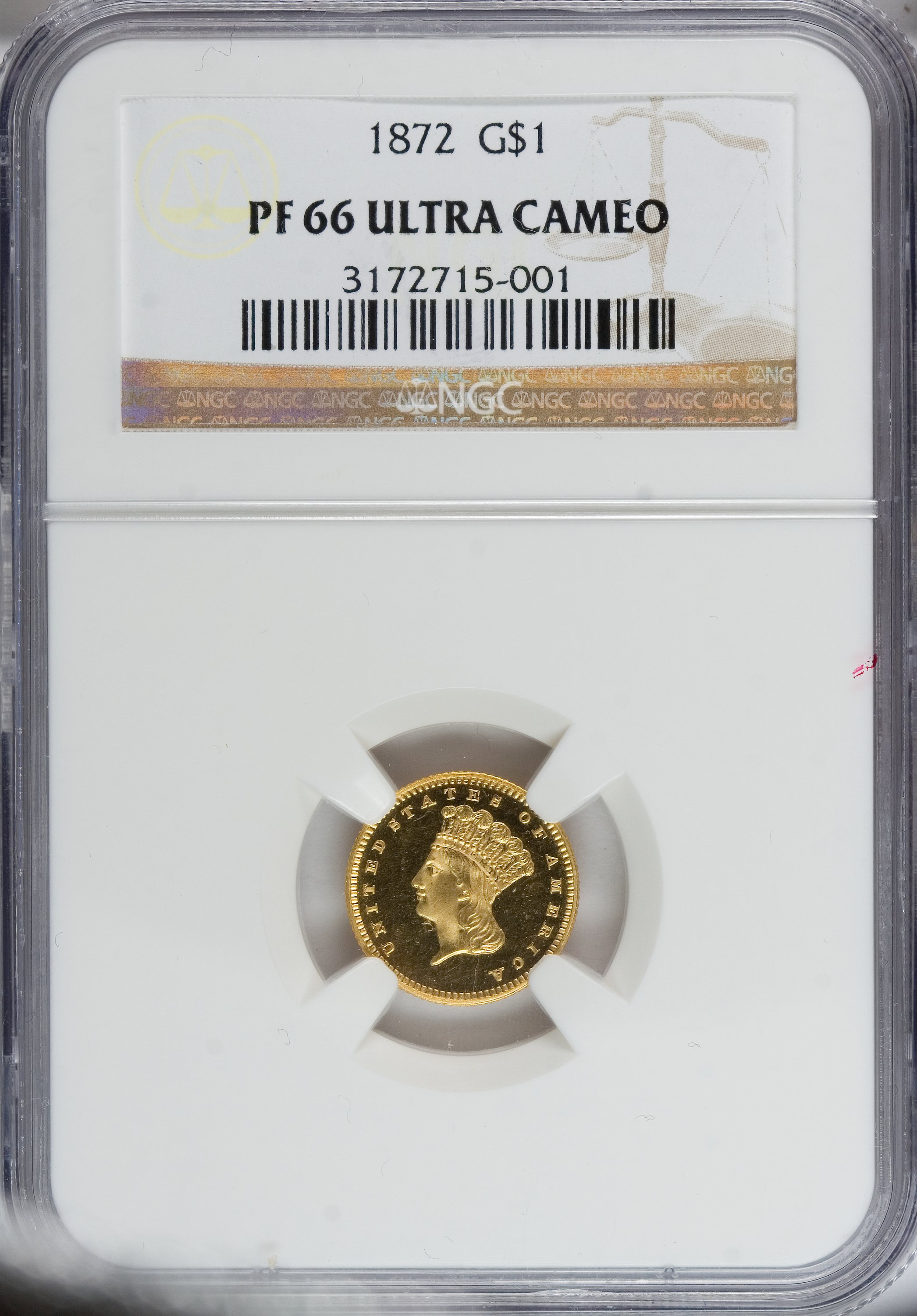 image for: 1872 G$1 PR66 Ultra Cameo NGC....