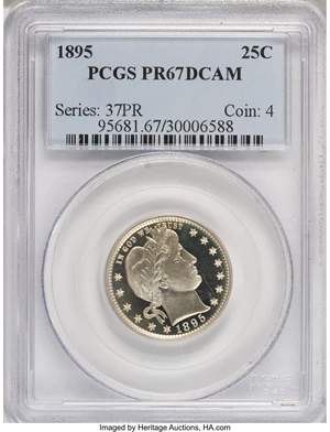 image for: 1895 25C PR67 Deep Cameo PCGS....