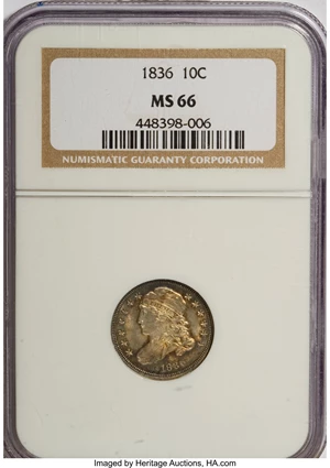 image for: 1836 10C MS66 NGC....