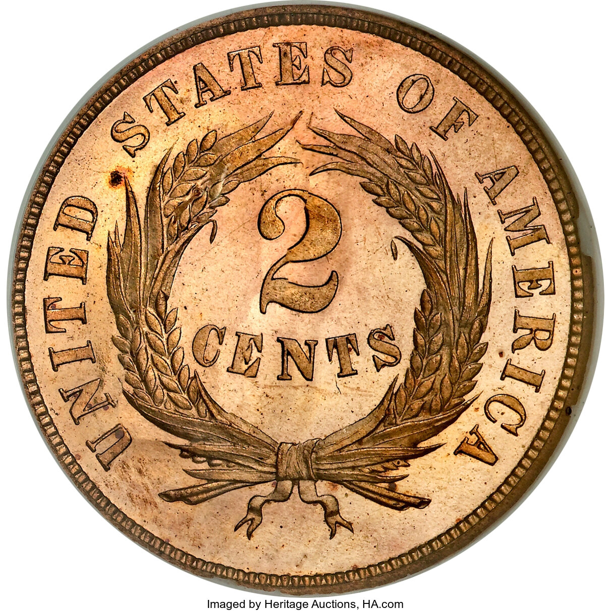 image for: 1864 2C Large Motto PR64 Red NGC....