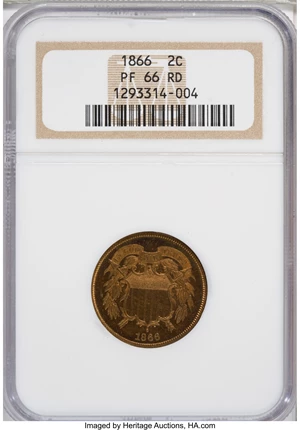 image for: 1866 2C PR66 Red NGC....