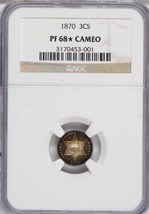 image for: 1870 3CS PR68 ★ Cameo NGC....