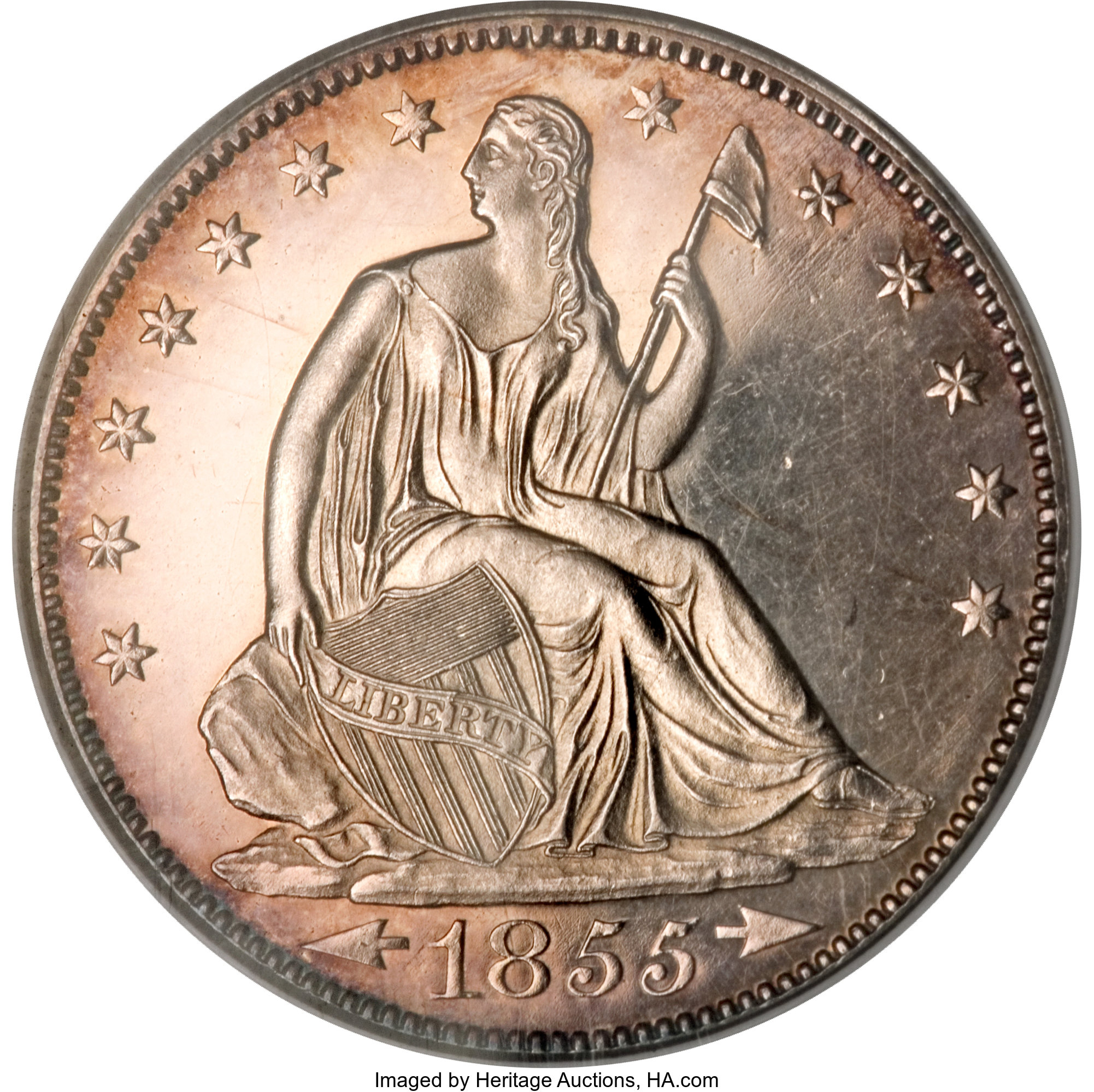 image for: 1855 50C PR64 Cameo NGC. CAC....