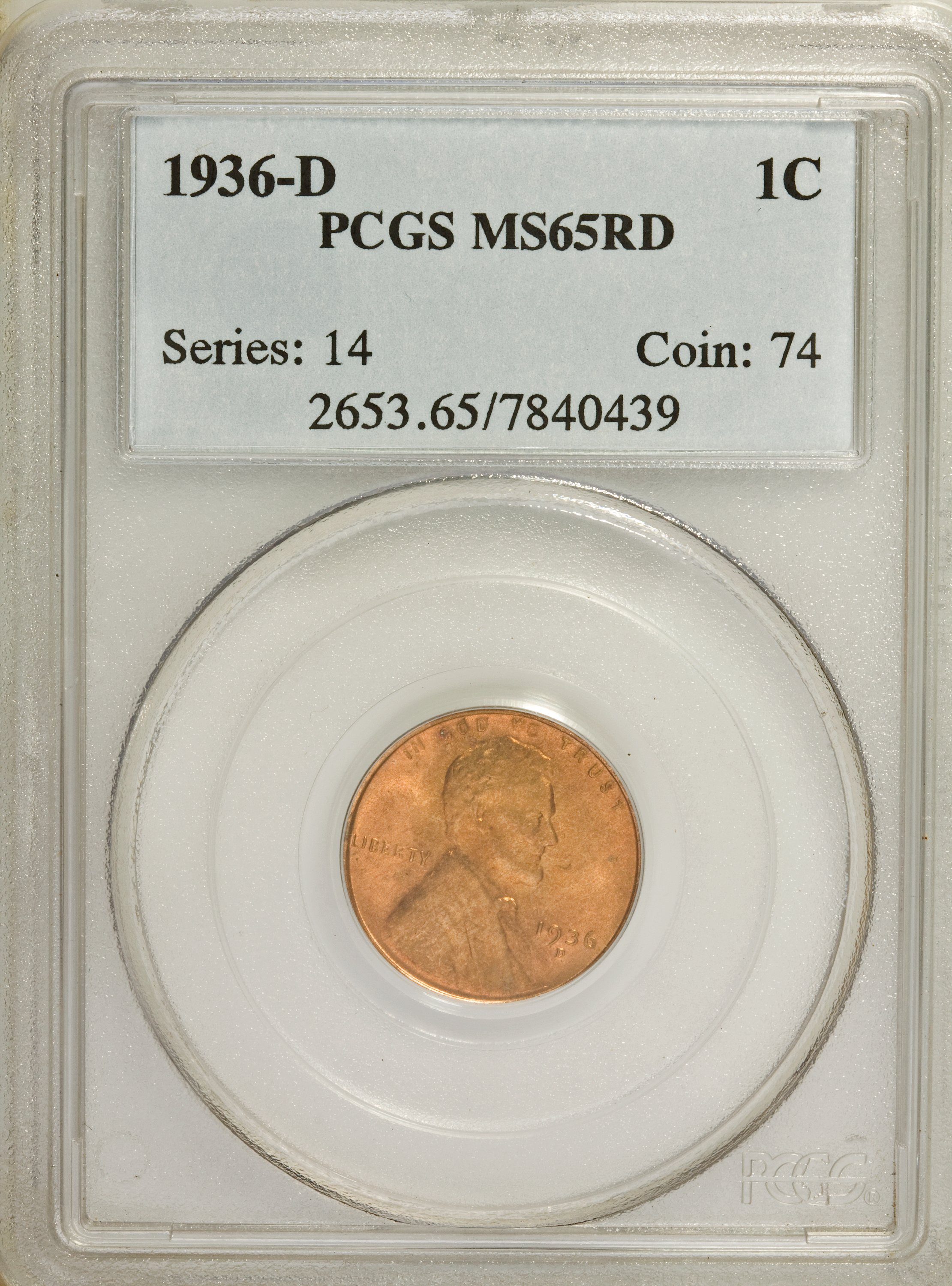 1936-D 1C MS65 Red PCGS. PCGS Population (198/978). NGC Census: (172/1182). Mintage: 40,620,000. Numismedia Wsl. Price for ...