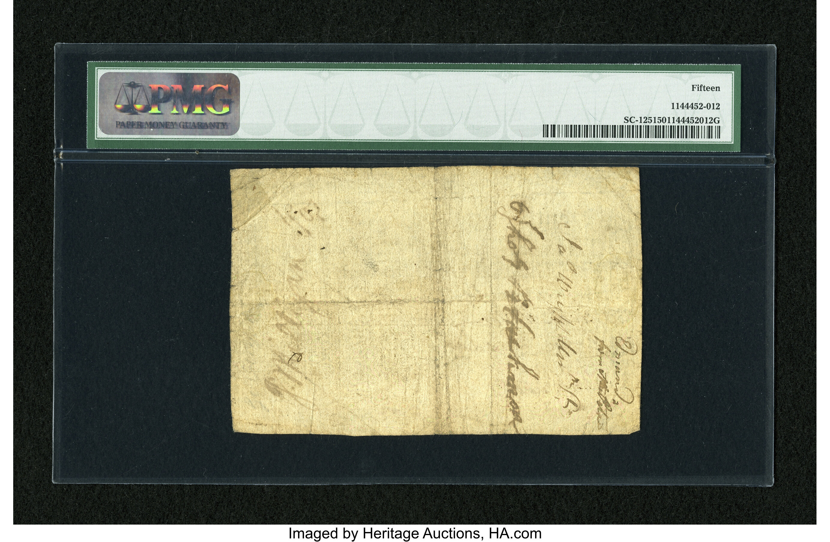 image for: South Carolina March 6, 1776 L15 PMG Choice Fine 15....