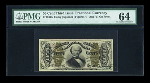 image for: Fr. 1325 50c Third Issue Spinner PMG Choice Uncirculated 64....