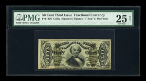 image for: Fr. 1336 50c Third Issue Spinner PMG Very Fine 25 Net....