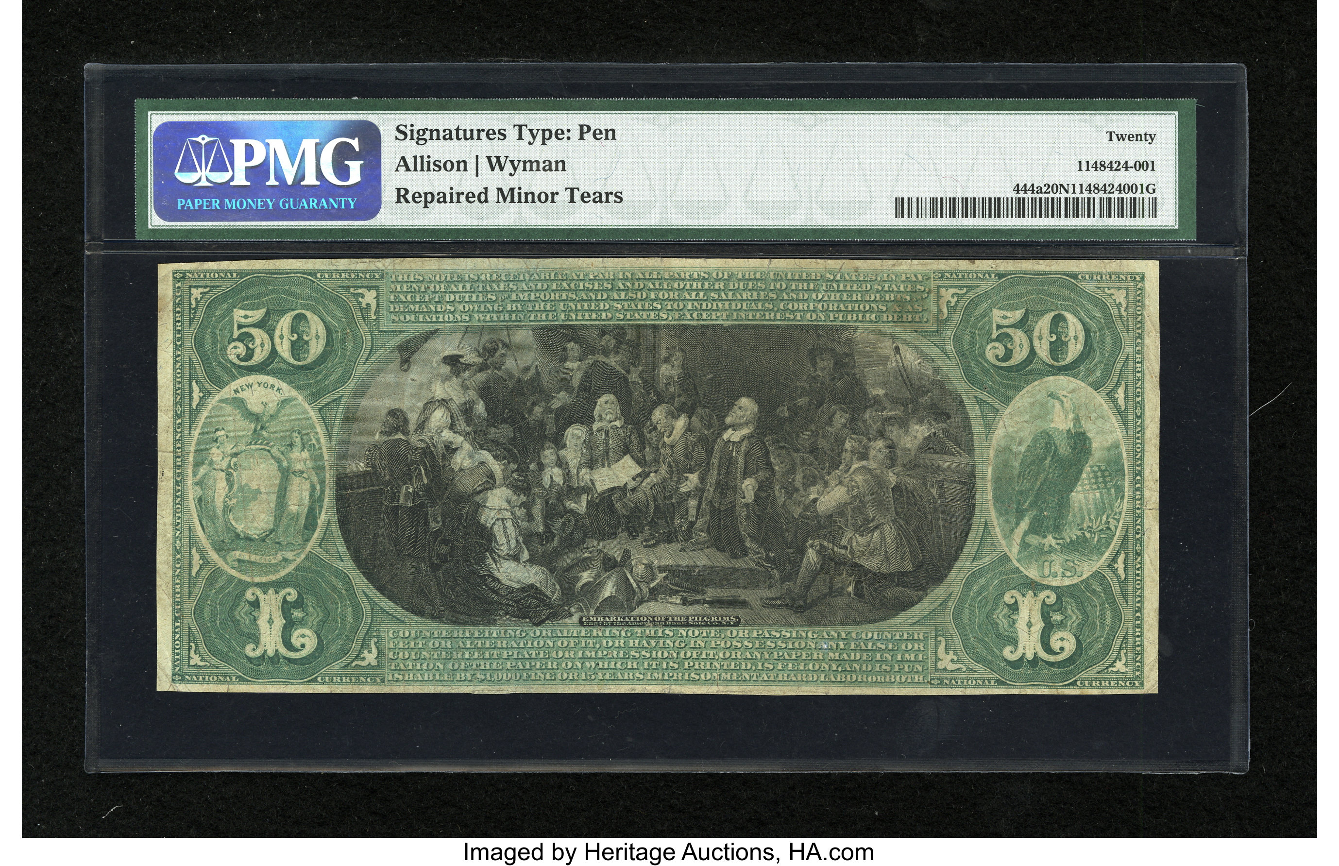 image for: New York, NY - $50 1875 Fr. 444a The National Broadway Bank Ch. # 687...