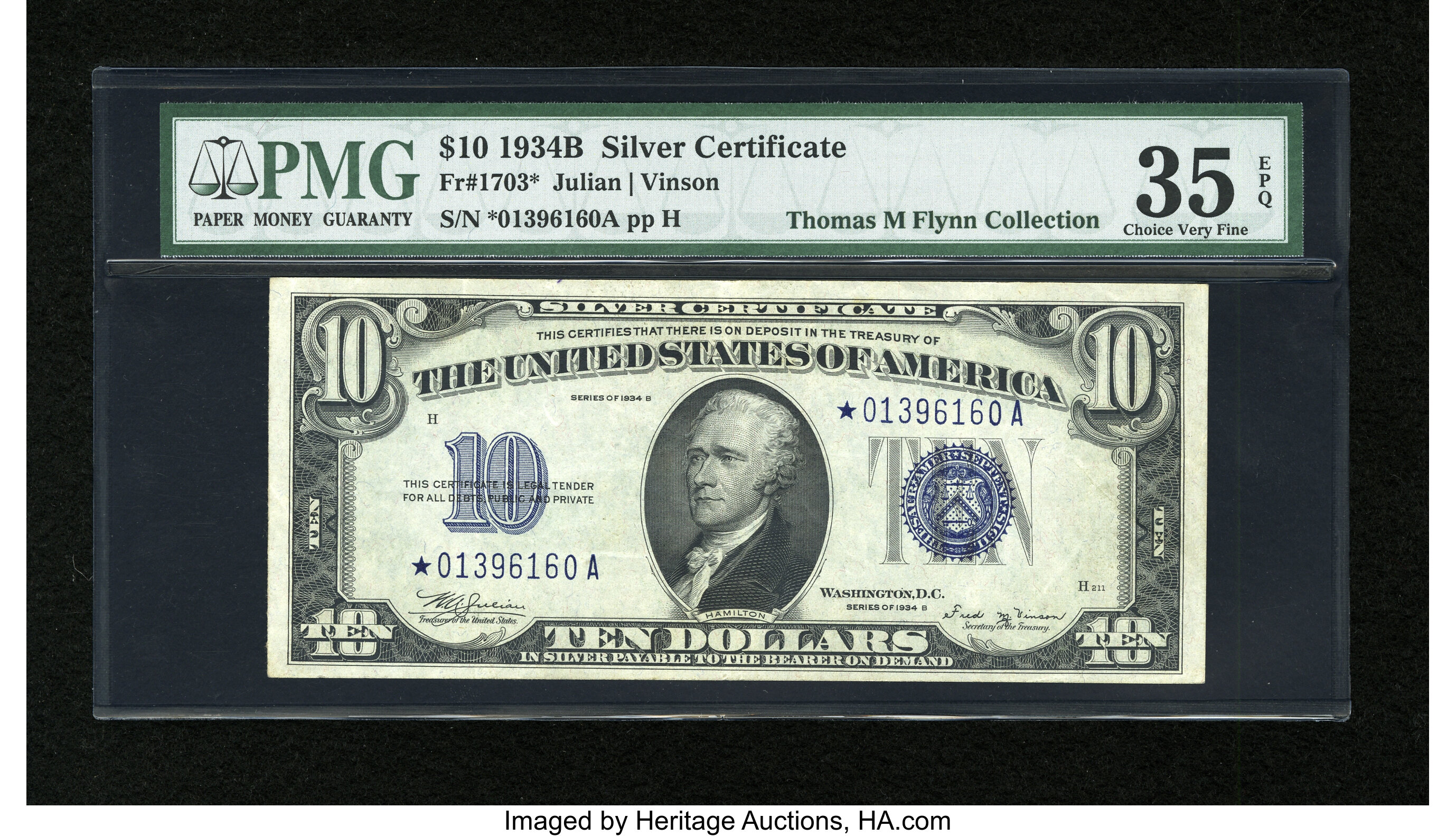 image for: Fr. 1703* $10 1934B Silver Certificate. PMG Choice Very Fine 35 EPQ....
