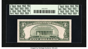 image for: Fr. 1960-E* $5 1934D Federal Reserve Note. PCGS Gem New 66PPQ....