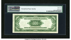 image for: Fr. 2202-I $500 1934A Federal Reserve Note. PMG About Uncirculated 53 EPQ....