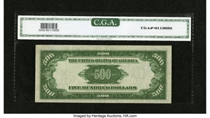image for: Fr. 2202-I $500 1934A Federal Reserve Note. CGA Extremely Fine 45....