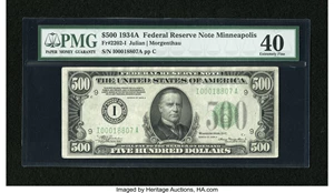 image for: Fr. 2202-I $500 1934A Federal Reserve Note. PMG Extremely Fine 40....