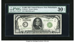 image for: Fr. 2210-C $1000 1928 Federal Reserve Note. PMG Very Fine 30 EPQ....