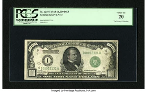 image for: Fr. 2210-I $1000 1928 Federal Reserve Note. PCGS Very Fine 20....