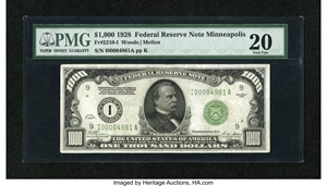 image for: Fr. 2210-I $1000 1928 Federal Reserve Note. PMG Very Fine 20....