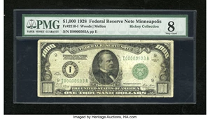 image for: Fr. 2210-I $1000 1928 Federal Reserve Note. PMG Very Good 8....
