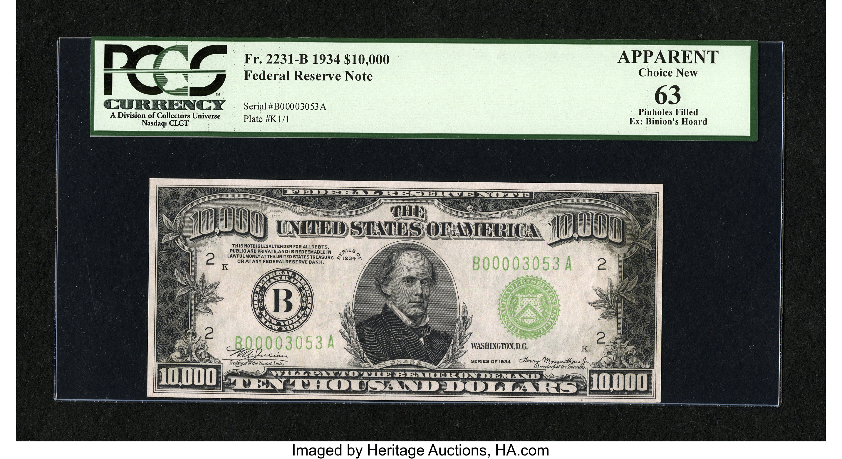image for: Fr. 2231-B $10000 1934 Federal Reserve Note. PCGS Apparent Choice New 63....