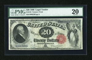 image for: Fr. 144 $20 1880 Legal Tender PMG Very Fine 20....