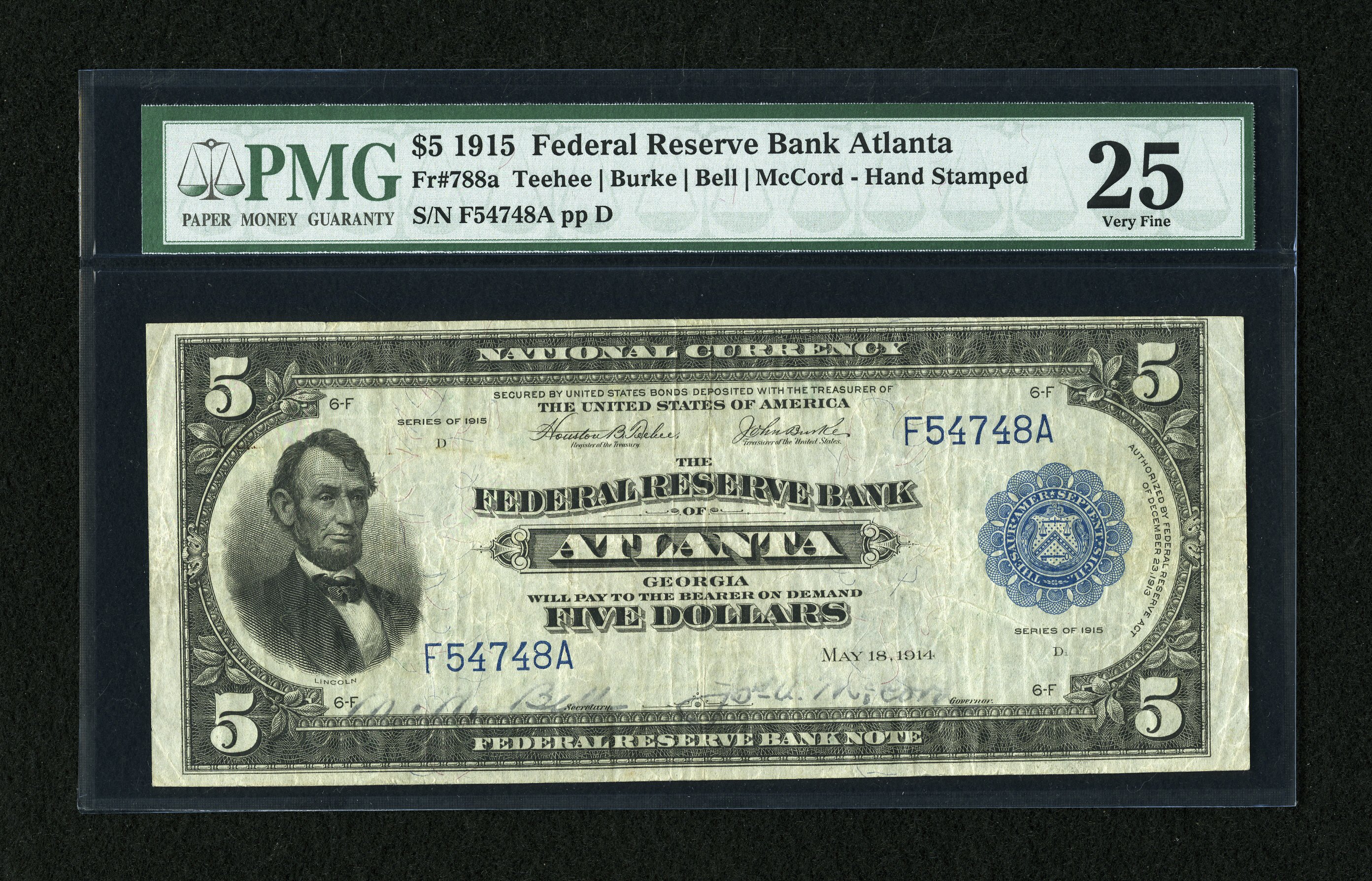 image for: Fr. 788a $5 1915 Federal Reserve Bank Note PMG Very Fine 25....