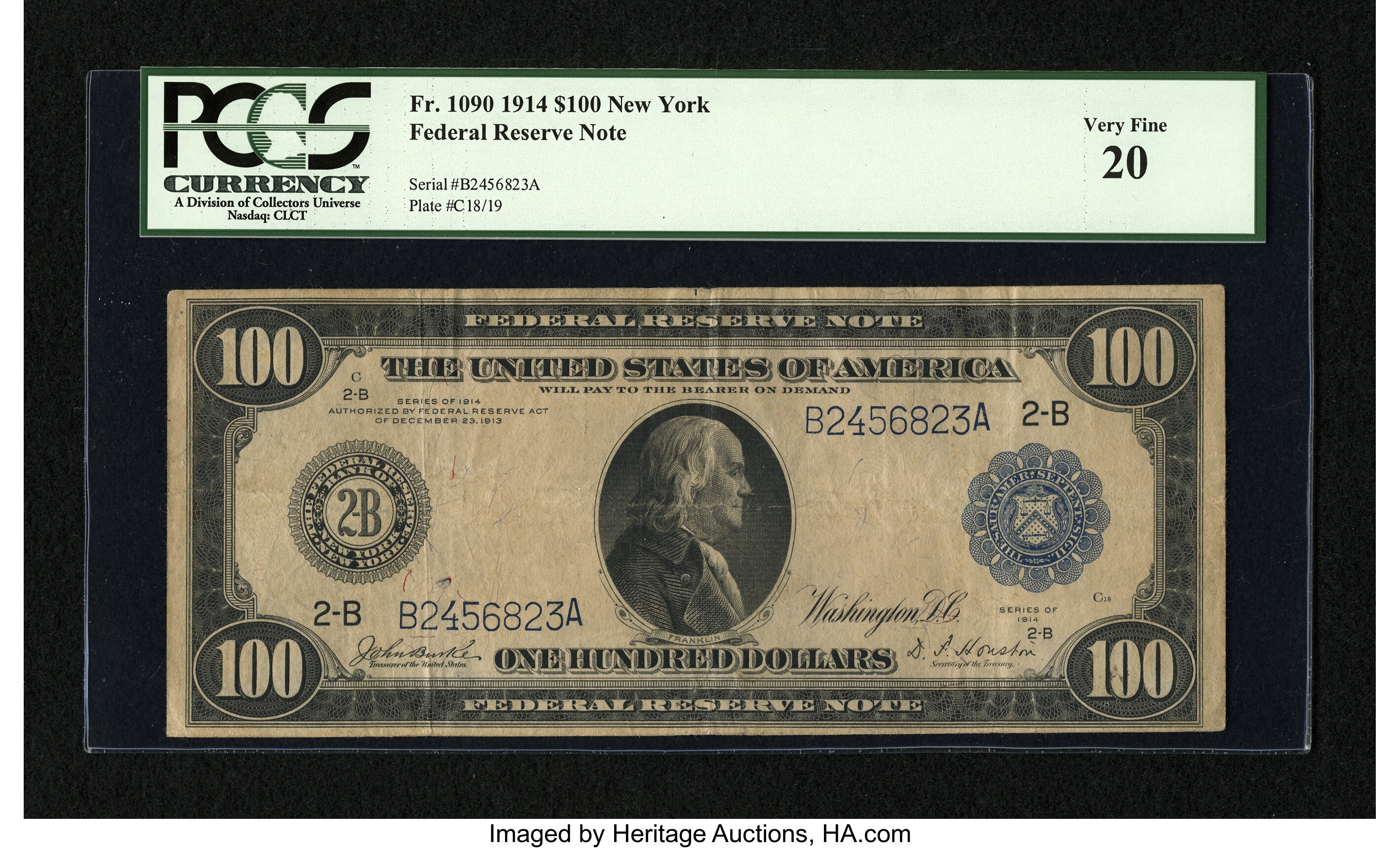image for: Fr. 1090 $100 1914 Federal Reserve Note PCGS Very Fine 20....