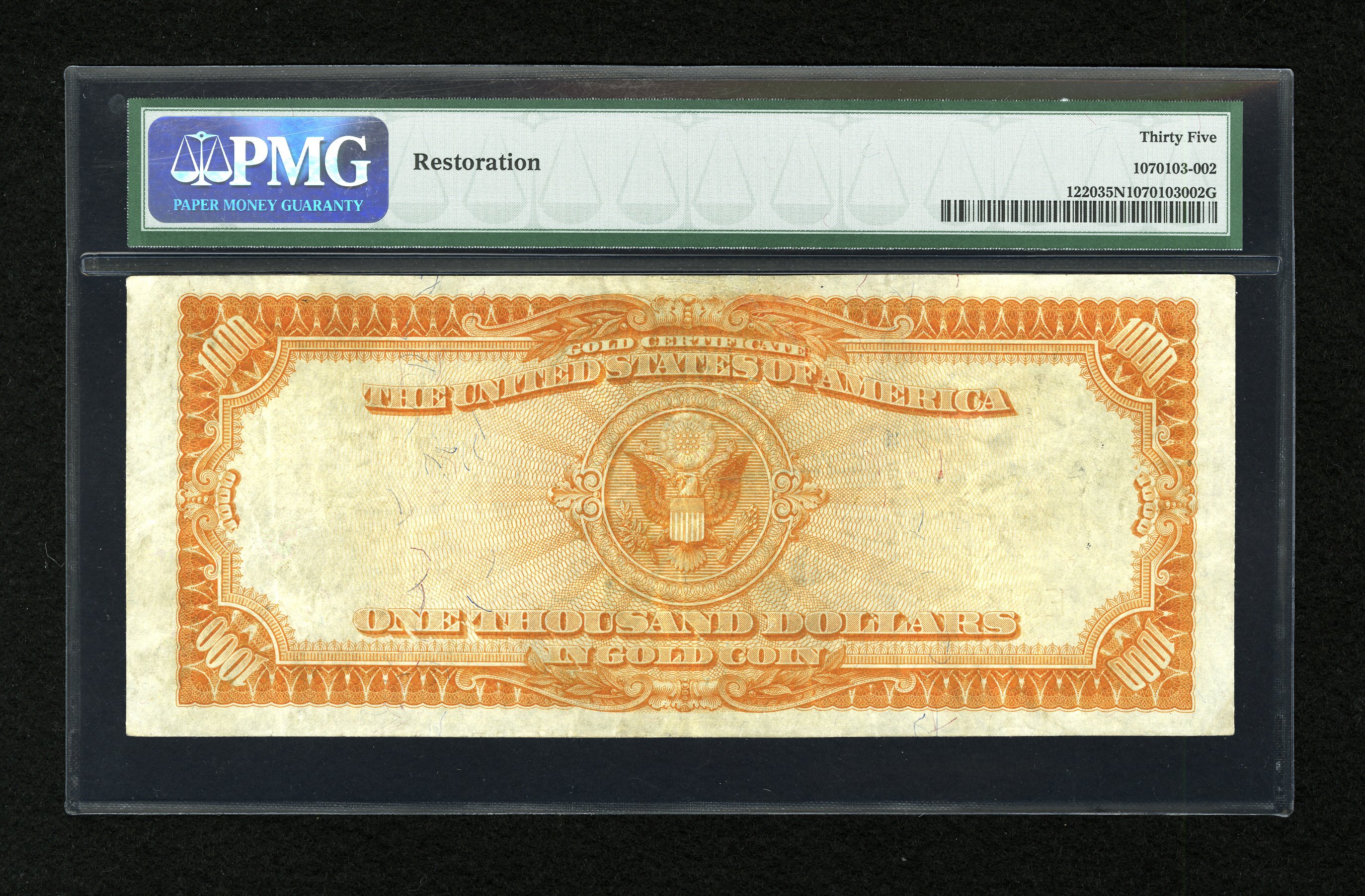 image for: Fr. 1220 $1000 1922 Gold Certificate PMG Choice Very Fine 35 Net....