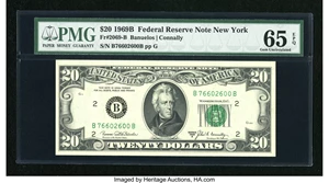 image for: Fr. 2069-B $20 1969B Federal Reserve Note. PMG Gem Uncirculated 65 EPQ....