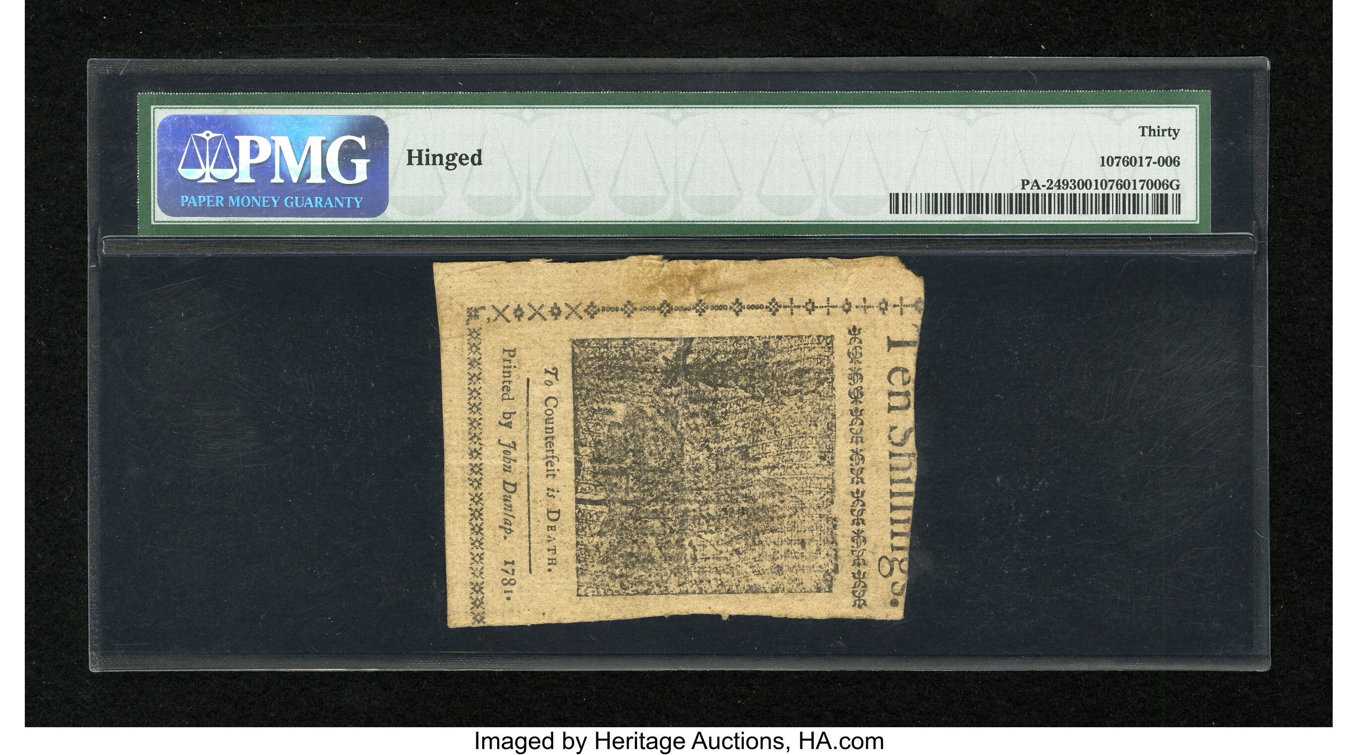 image for: Pennsylvania April 20, 1781 10s PMG Very Fine 30....