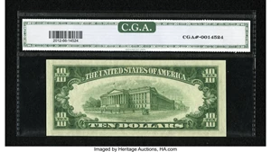 image for: Fr. 2012-B $10 1950B Federal Reserve Note. CGA Gem Uncirculated 66....