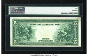 image for: Fr. 861 $5 1914 Federal Reserve Note PMG Very Fine 30....
