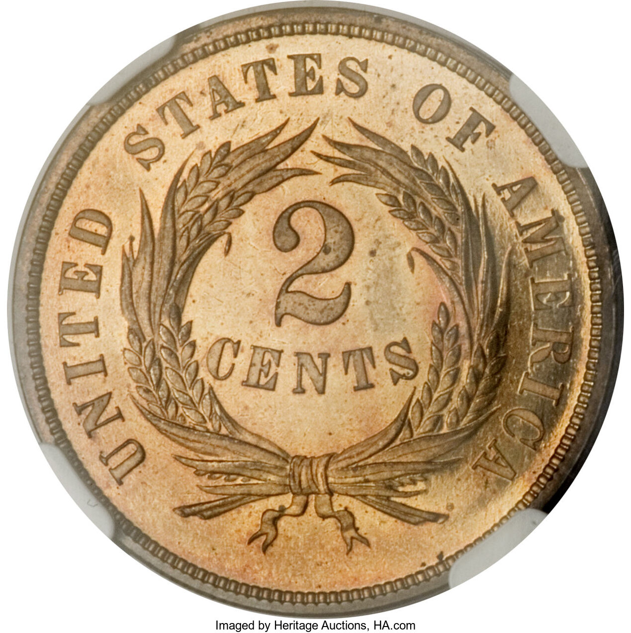 image for: 1867 2C PR65 Red Cameo NGC....