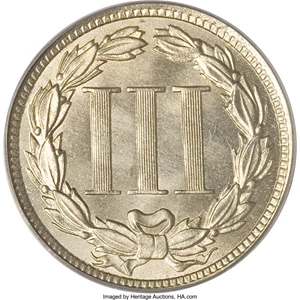 image for: 1865 3CN MS67 PCGS. CAC....