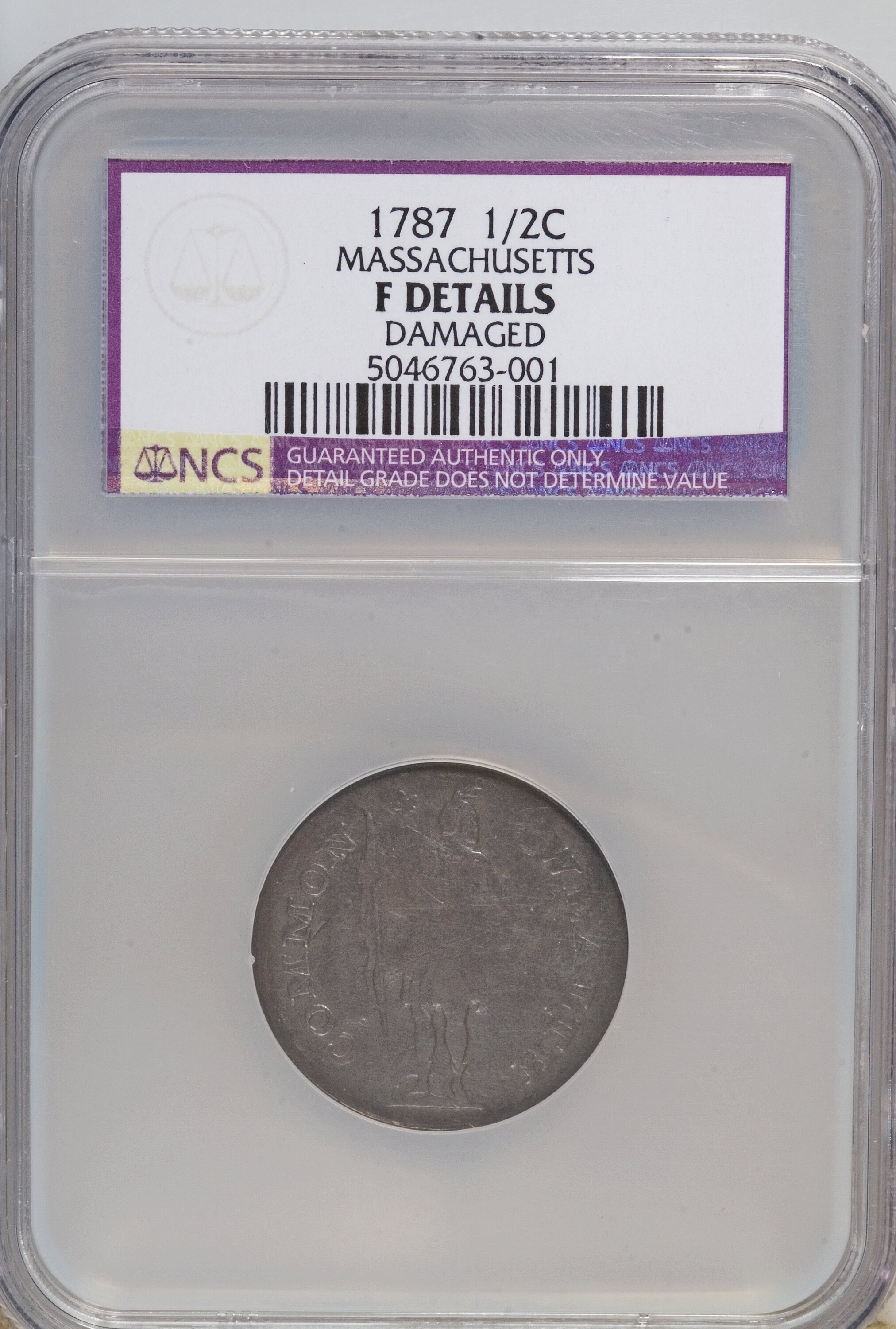 image for: 1787 1C Massachusetts Cent, Arrows in Right Talon--Damaged--NCS. Fine Details. NGC Census: (0/0). PCGS Population (1/2).   ...